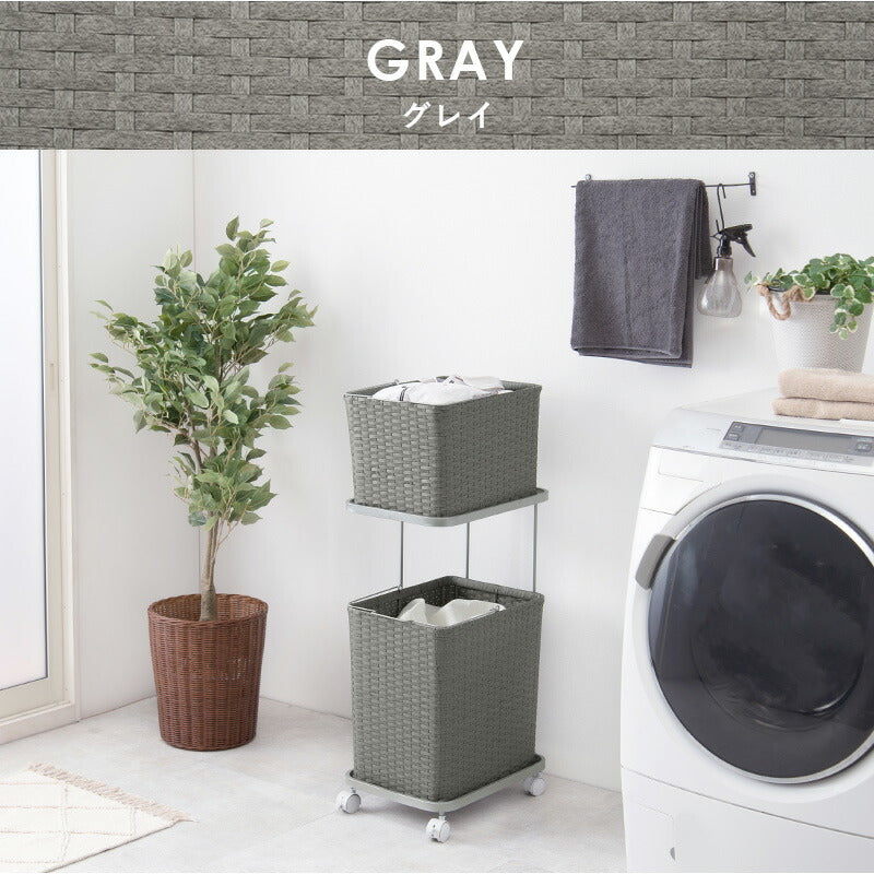 【新商品】ランドリーワゴン 2個タイプ 30×40×97cm 送料無料