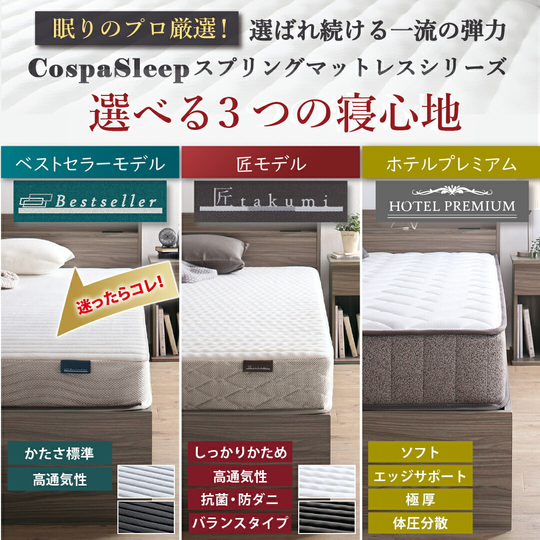 ベッド 棚コンセント 収納付き Ever X エヴァー エックス ホテルプレミアムマットレス付 シングル お客様組立 送料無料