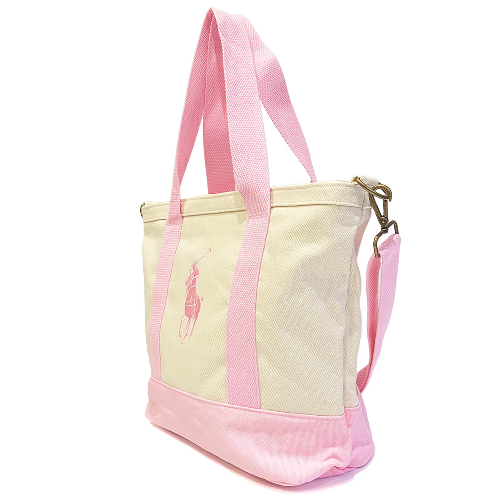 【正規品】 ポロ ラルフローレン POLO RALPH LAUREN トートバッグ ビッグポニー 9AR023 W2Q WHITE/CARMEL PINK 送料無料