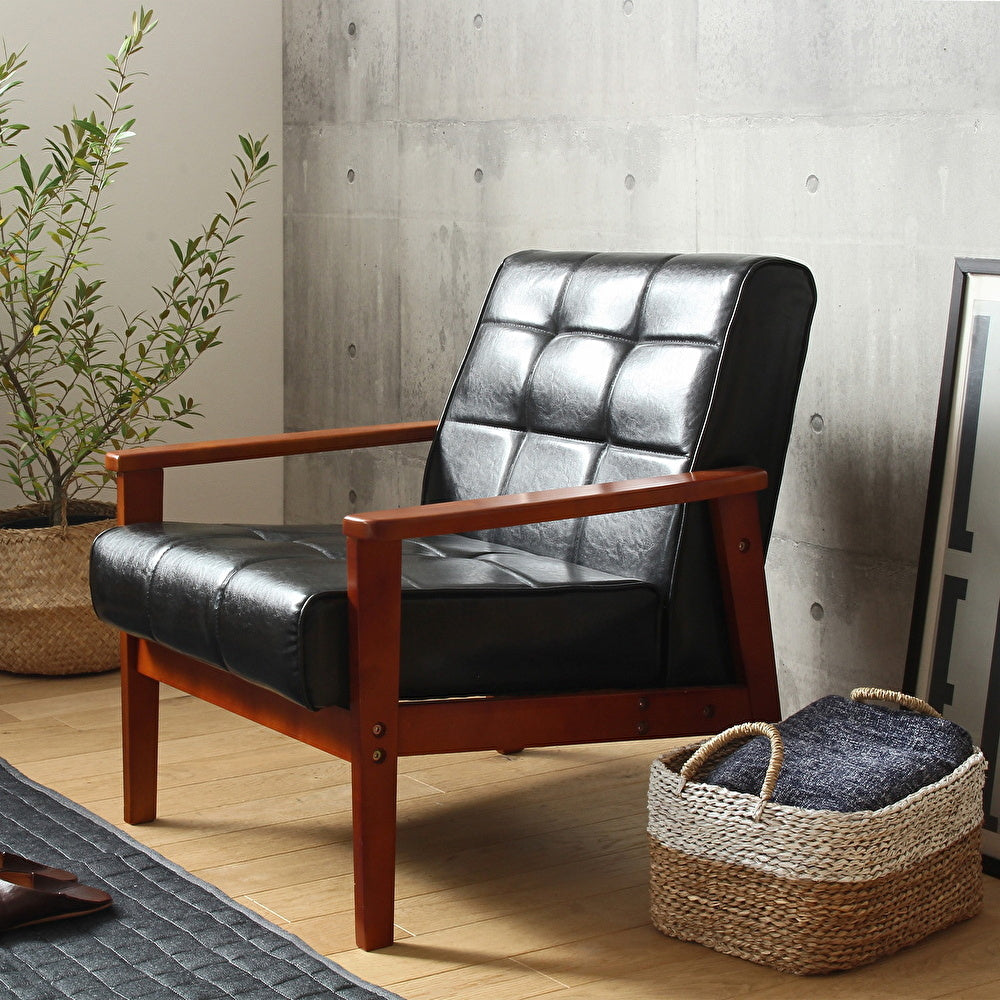 ソファ ソファー 1人掛け 1人用 おしゃれ 一人掛け用 クッション デザイナーズ レザー 合皮 ヴィンテージ 1P カフェ 北欧 天然木 ナチュラル 一人かけ 送料無料