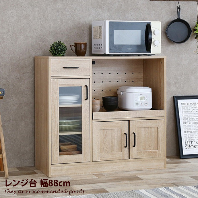 レンジ台 スリム 食器棚 コンセント付き レンジボード キッチン 収納 キッチンボード キャビネット キッチンラック 80幅 90幅 大型レンジ対応