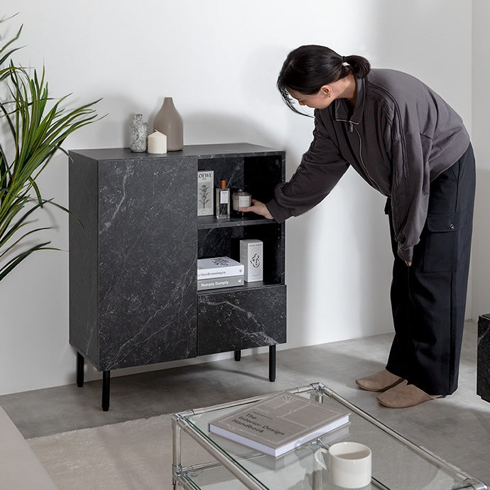 大理石柄キャビネット 幅72cm