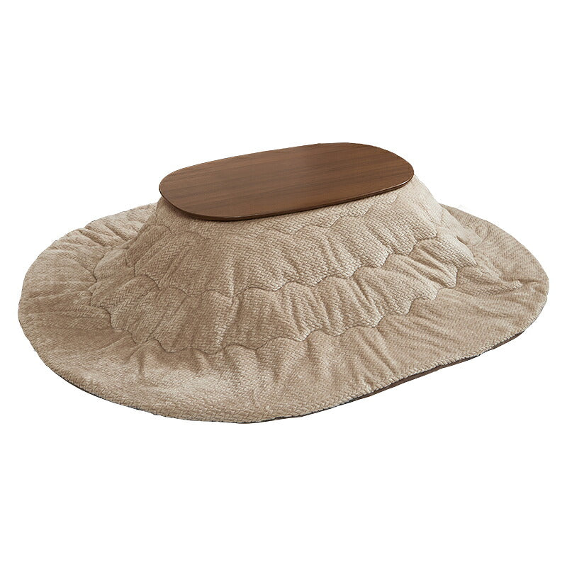 こたつ うす掛け布団 2点セット 楕円 丸型 コンパクト コンパクトサイズ 一人暮らし テーブル 立体感 ニット柄
