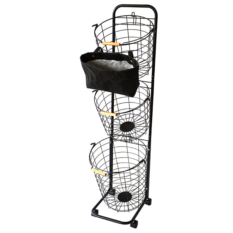 ランドリーバスケット スリム 3段 キャスター ピンチバッグつき LACRACK ALC052