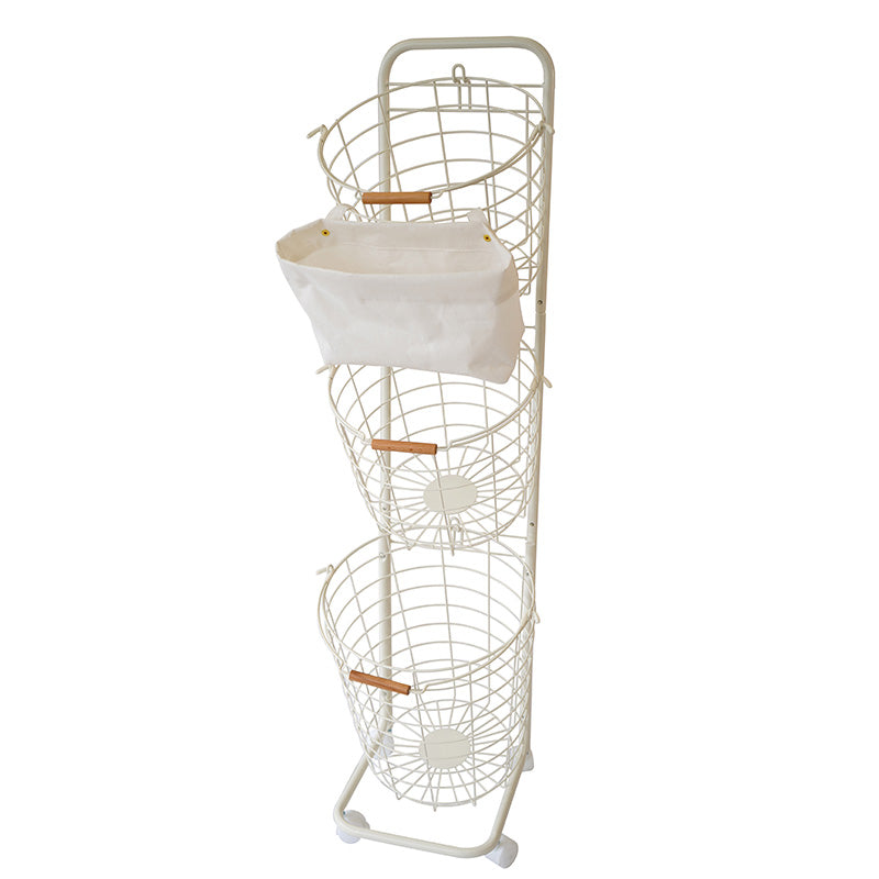 ランドリーバスケット スリム 3段 キャスター ピンチバッグつき LACRACK ALC052