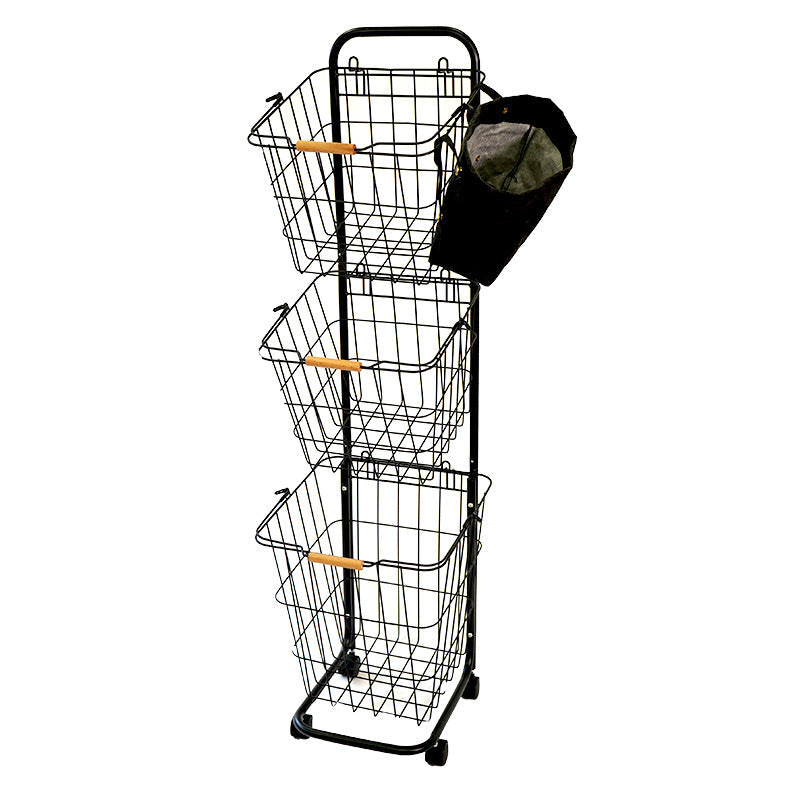 ランドリーバスケット スリム 3段 キャスター ピンチバッグつき LACRACK ALC054