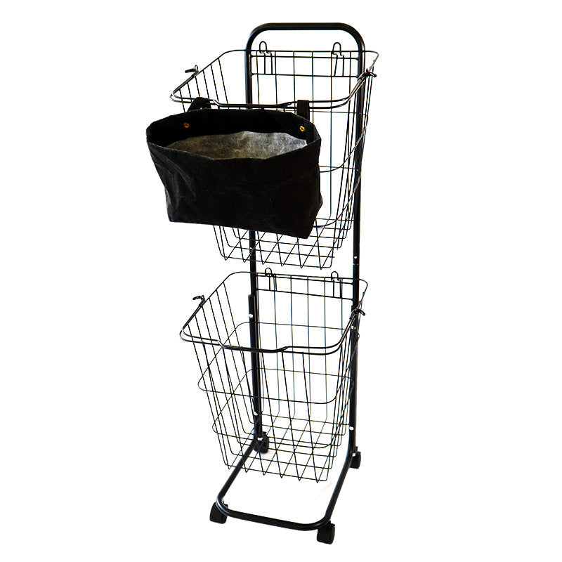 ランドリーバスケット スリム 2段 キャスター ピンチバッグつき LACRACK ALC057