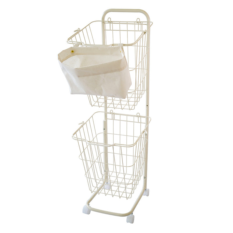 ランドリーバスケット スリム 2段 キャスター ピンチバッグつき LACRACK ALC057