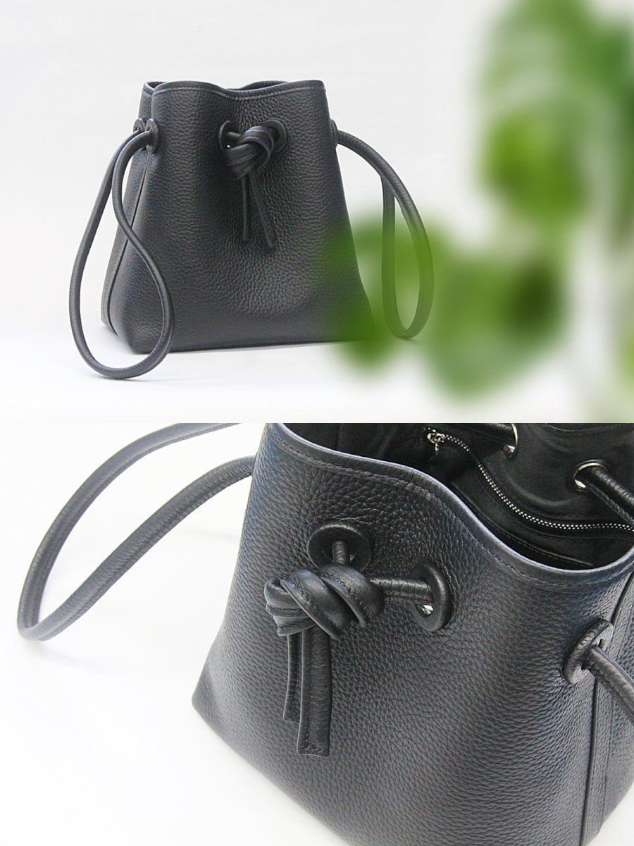 ドローストリング 巾着 バッグ 牛革 2way allecore