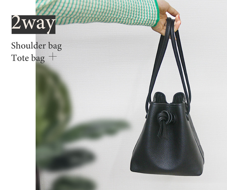 ドローストリング 巾着 バッグ 牛革 2way allecore