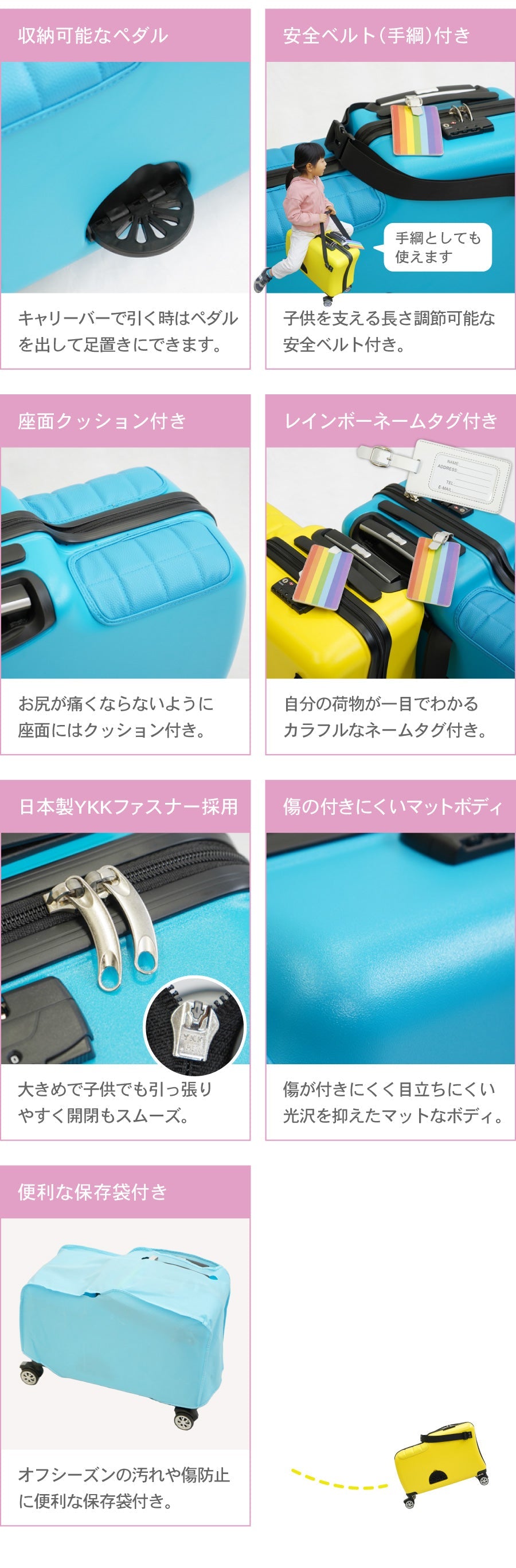 【訳あり アウトレット】 Nippers 子供が乗れるスーツケース 機内持ち込みサイズ HAPIRIDE MINI (ハピライドミニ) 20インチ 32リットル