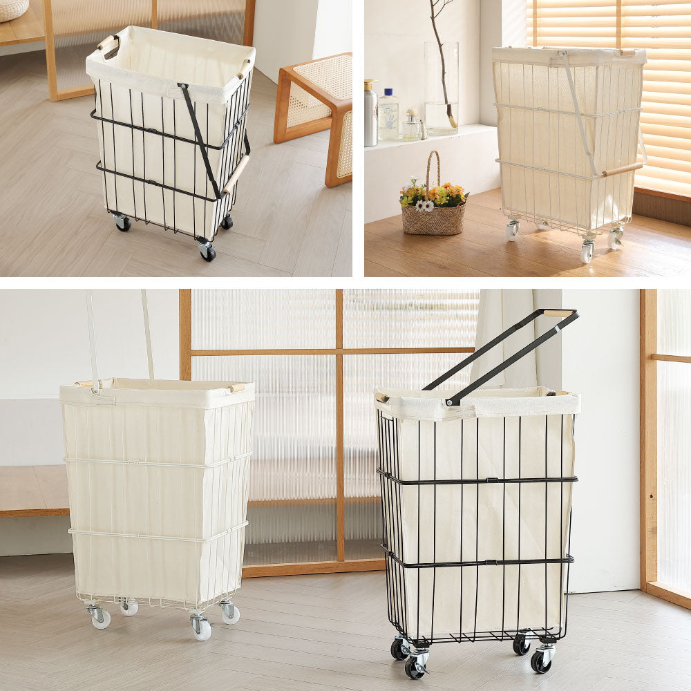 ランドリーバスケット ランドリーワゴン ランドリー ランドリー収納 ランドリーバッグ キャスター付き 大容量 61L 北欧