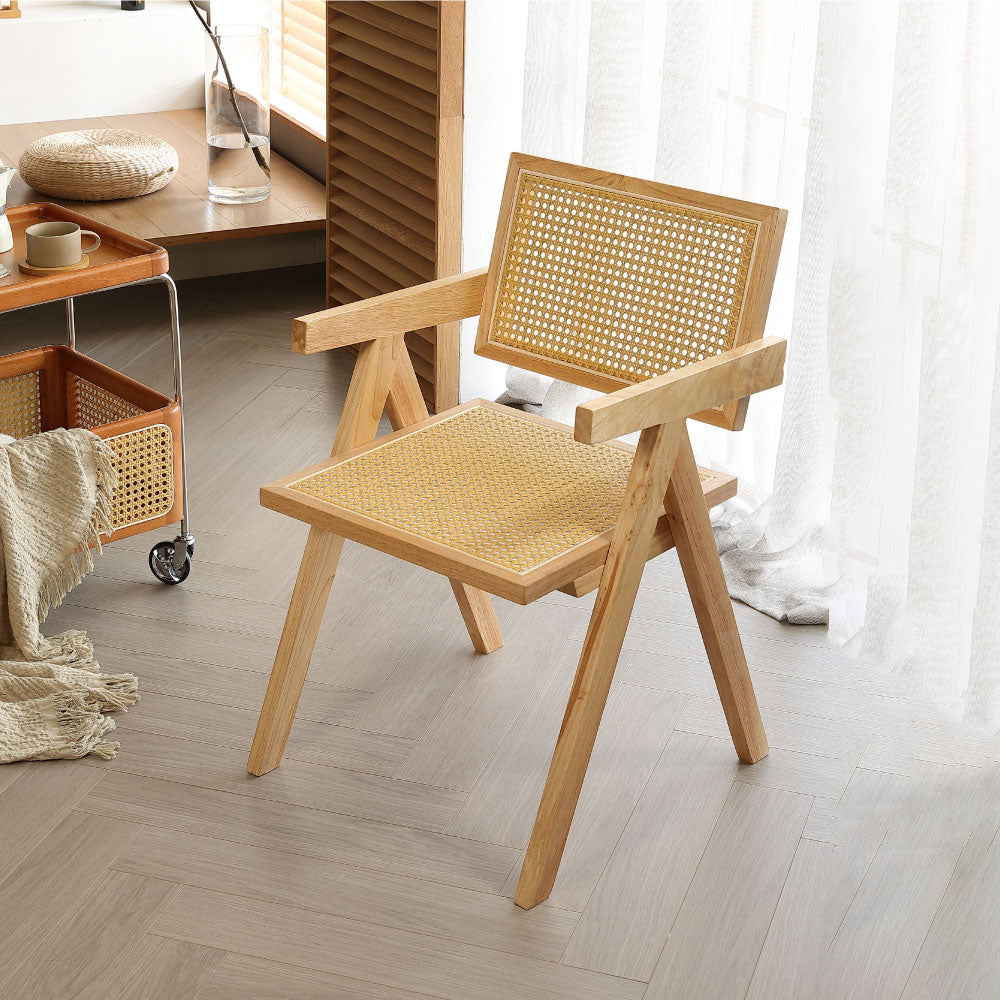 ダイニングチェア ラタンチェア 椅子 チェア 籐編み ひじ掛け 韓国 木製