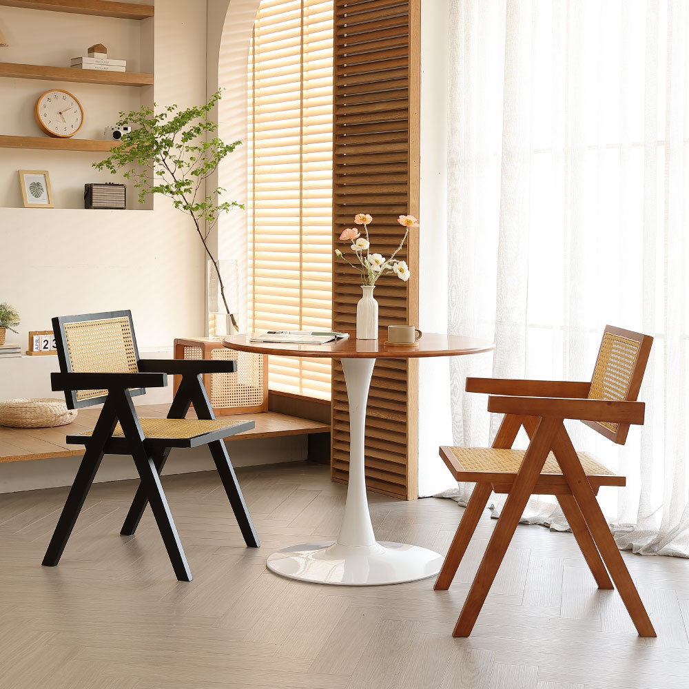 ダイニングチェア ラタンチェア 椅子 チェア 籐編み ひじ掛け 韓国 木製