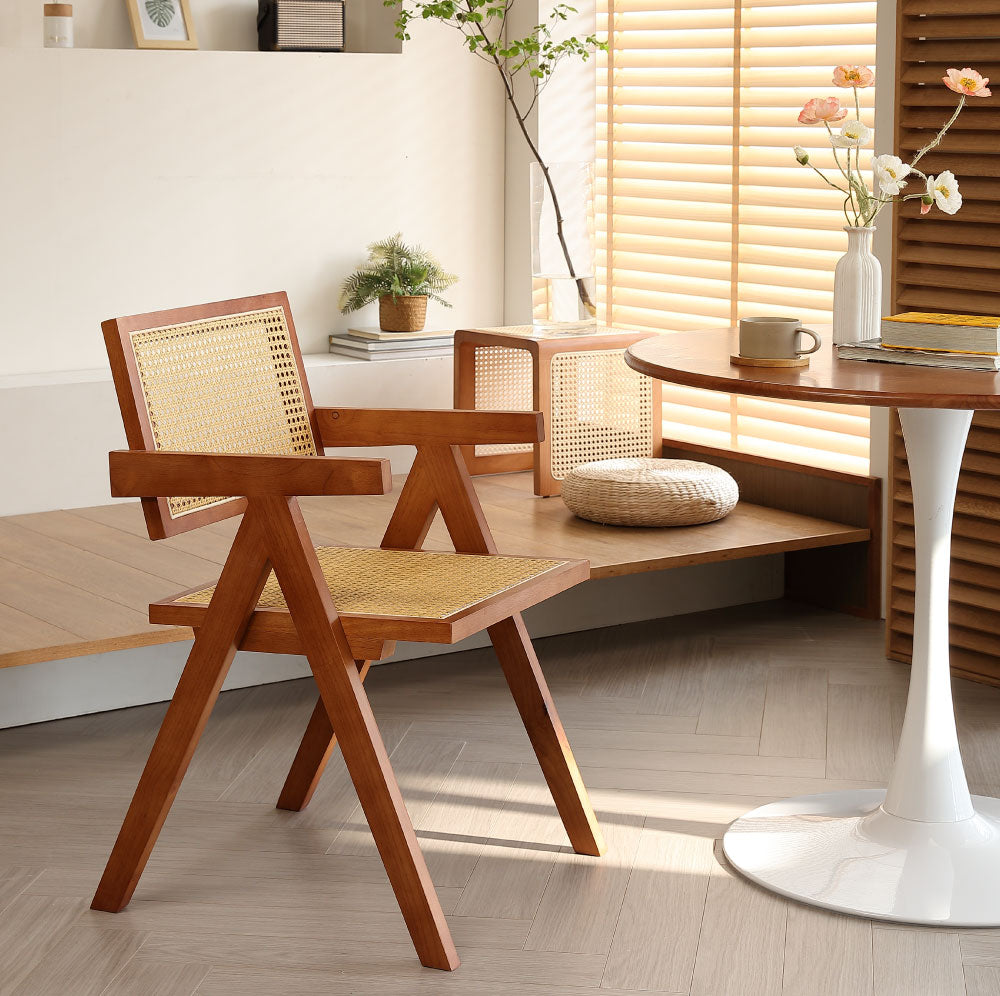 ダイニングチェア ラタンチェア 椅子 チェア 籐編み ひじ掛け 韓国 木製