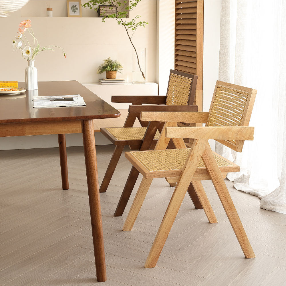 ダイニングチェア ラタンチェア 椅子 チェア 籐編み ひじ掛け 韓国 木製