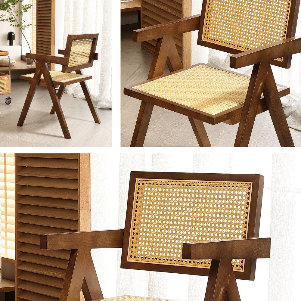 ダイニングチェア ラタンチェア 椅子 チェア 籐編み ひじ掛け 韓国 木製
