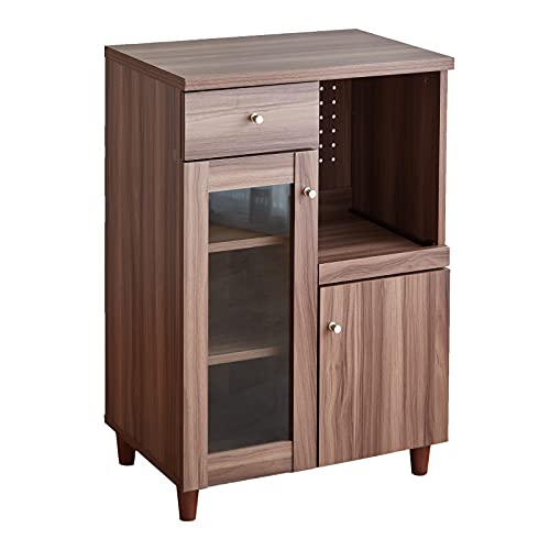 レンジ台 食器棚 キッチン収納 スリム 一人暮らし おしゃれ コンパクト ブラウン