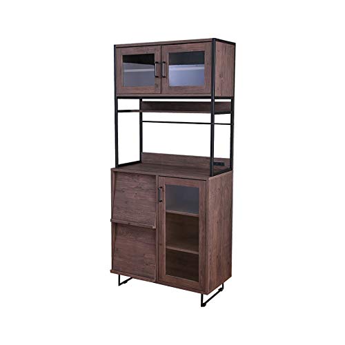 レンジ台 食器棚 キッチン収納 大型レンジ対応 レンジラック スリム 収納 ブラウン