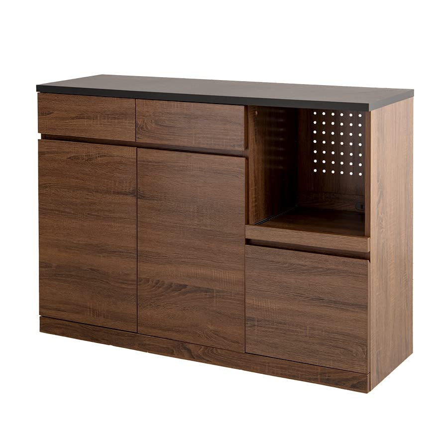 キッチンカウンター キッチン収納 レンジ台 レンジラック 食器棚 カウンター ブラック/ブラウン