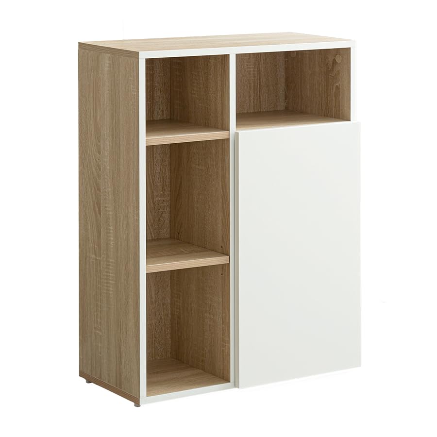 キャビネット 収納家具 シェルフ ラック 棚 ナチュラル/ホワイト