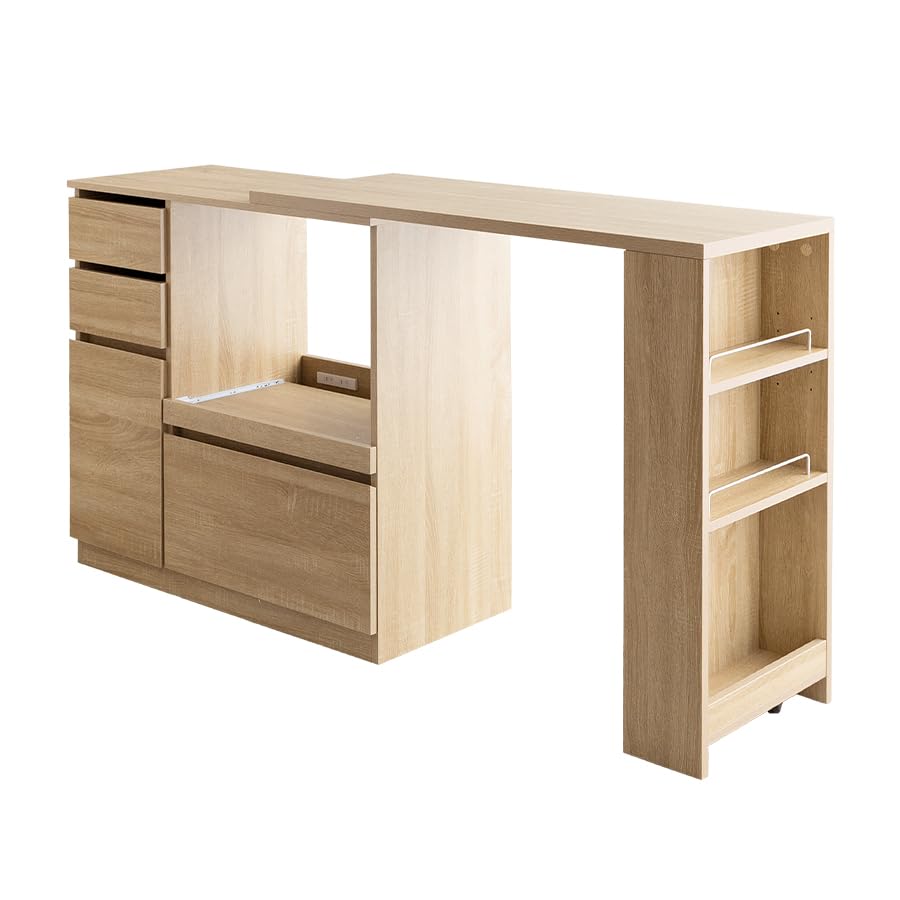 キッチンカウンター 伸縮式 レンジ台 キッチン収納 ナチュラル