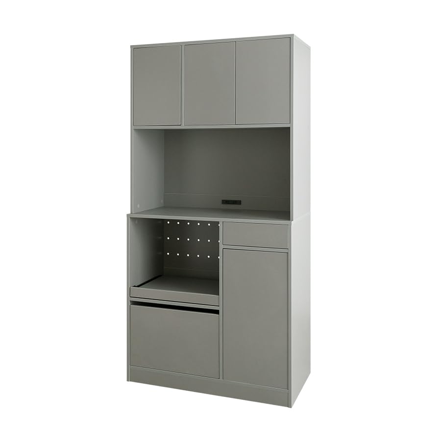 食器棚 キッチンボード カップボード キャビネット グレー