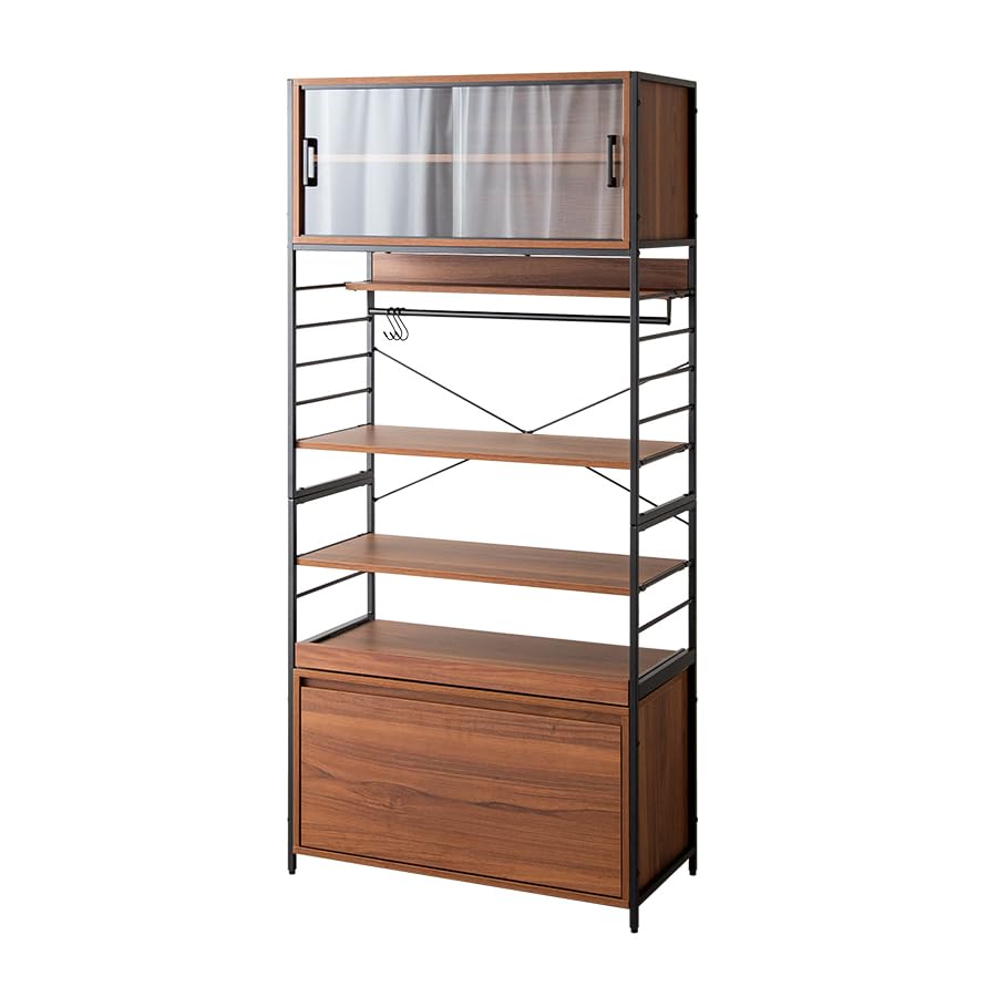 食器棚 キッチンボード カップ キャビネット レンジ ブラウン