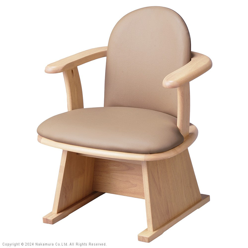 肘付きハイバック回転椅子 椅子 回転 高さ調節機能付き ハイバック回転椅子 いす イス 肘掛け 高さ調整 こたつ用 一人用 天然木