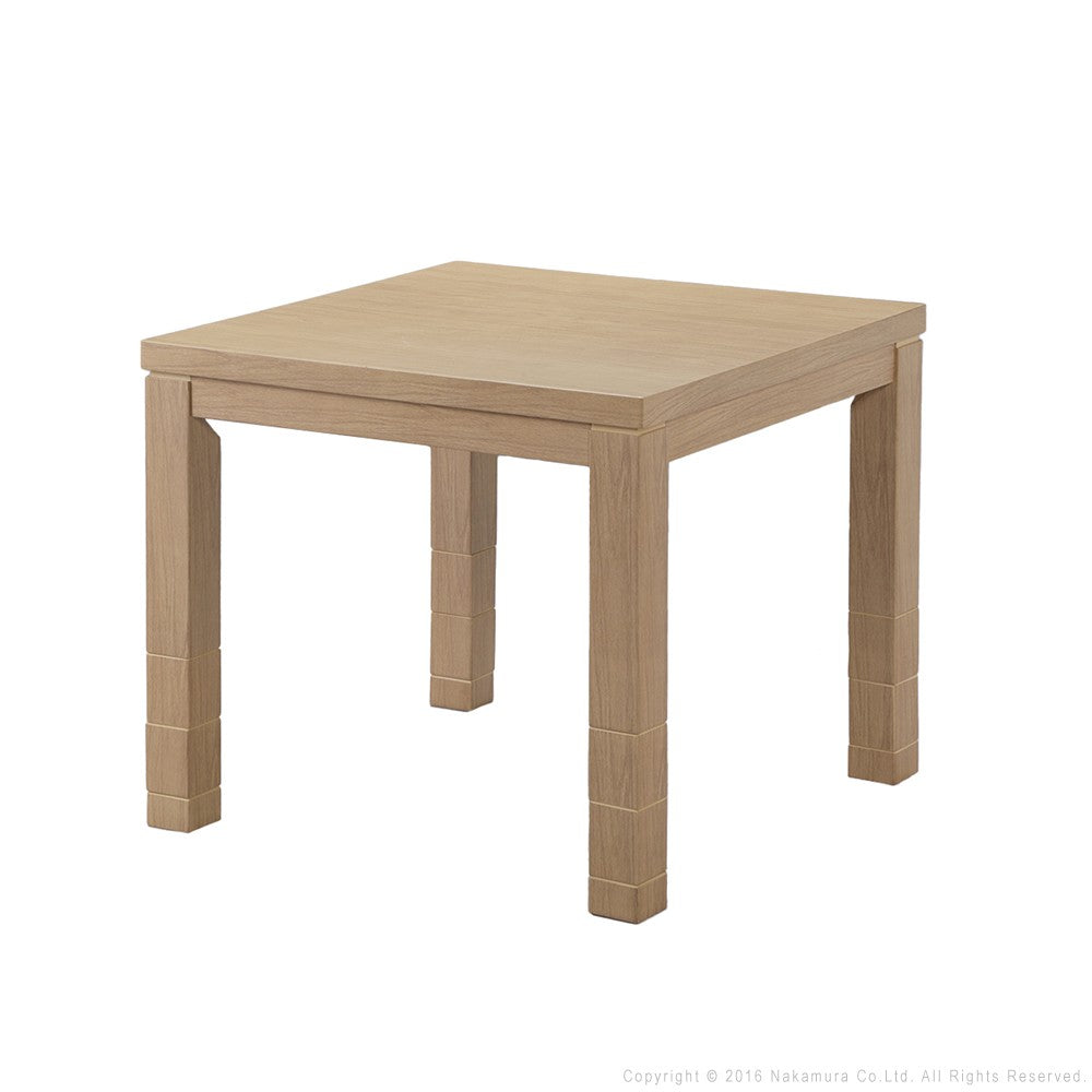 パワフルヒーター6段階に高さ調節できるダイニングこたつ 80x80cm 本体のみ 正方形 ダイニングテーブル ハイタイプ 継脚 ナチュラル ブラウン
