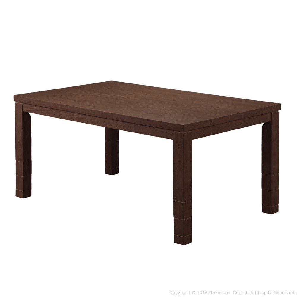 パワフルヒーター6段階に高さ調節できるダイニングこたつ 150x90cm 本体のみ 長方形 ダイニングテーブル ハイタイプ 継脚 ナチュラル ブラウン