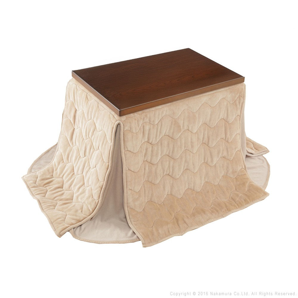 パワフルヒーター 6段階に高さ調節できるダイニングこたつ 90x60cm+専用省スペース布団 2点セット 長方形 コタツ ダイニングテーブル 掛け布団