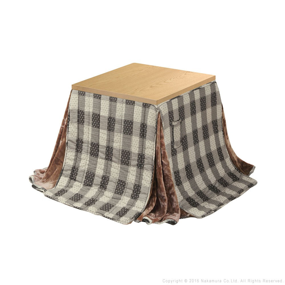 パワフルヒーター 6段階に高さ調節できるダイニングこたつ 80x80cm+専用省スペース布団 2点セット 正方形 コタツ ダイニングテーブル 掛け布団