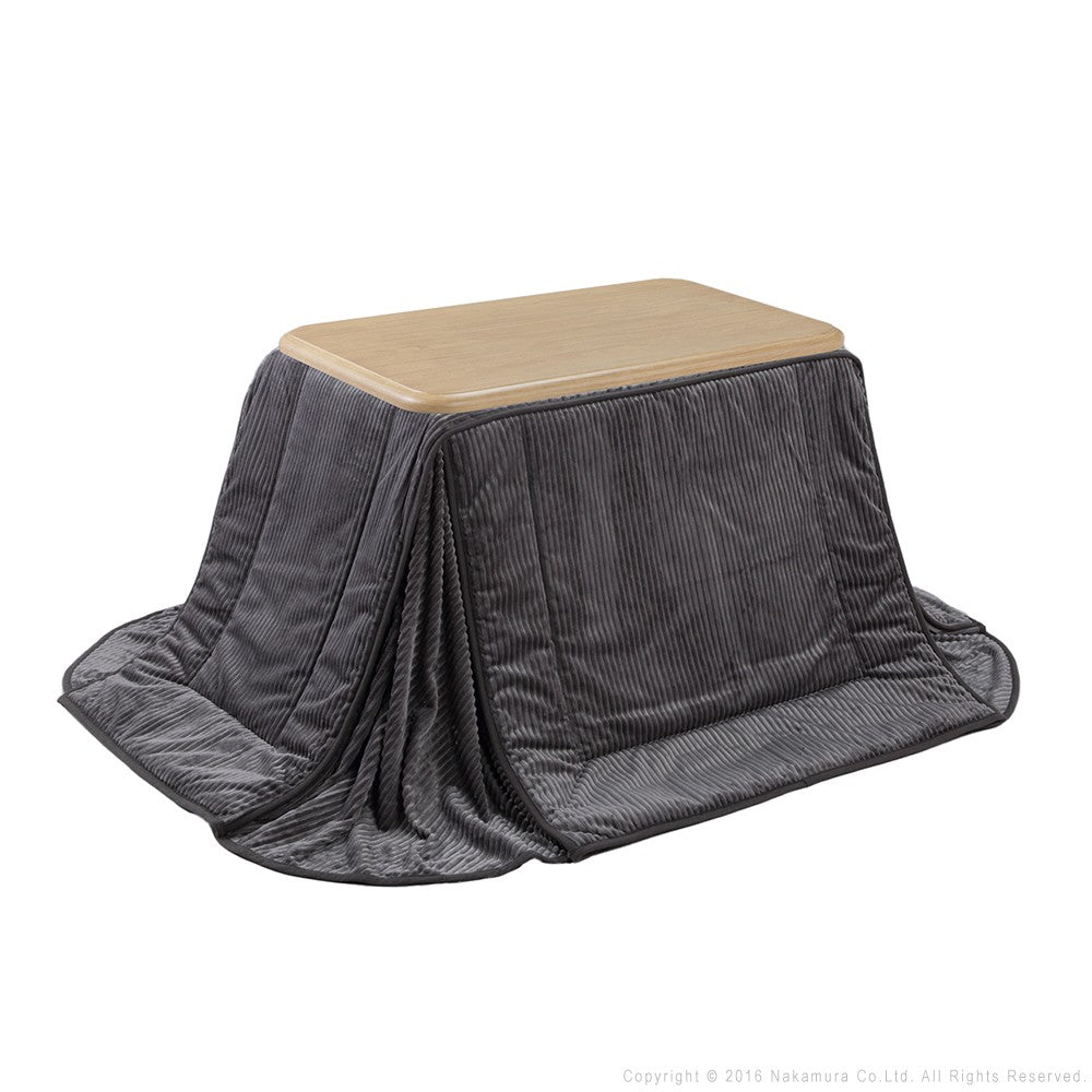 パワフルヒーター 高さ調節機能付き ダイニングこたつ90x60cm+専用省スペースこたつ布団 2点セット 長方形 ダイニングテーブル 掛け布団