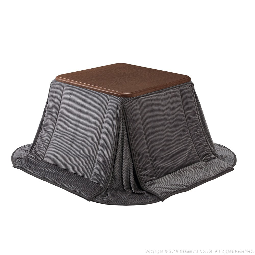 パワフルヒーター 高さ調節機能付き ダイニングこたつ80x80cm+専用省スペースこたつ布団 2点セット 正方形 ダイニングテーブル 掛け布団