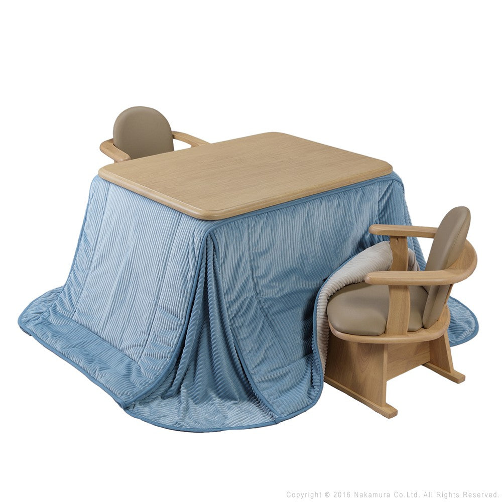 パワフルヒーター 高さ調節機能付き ダイニングこたつ105x80cm 4点セット(こたつ+掛布団+肘付回転椅子2脚) こたつ 長方形 ダイニングテーブル