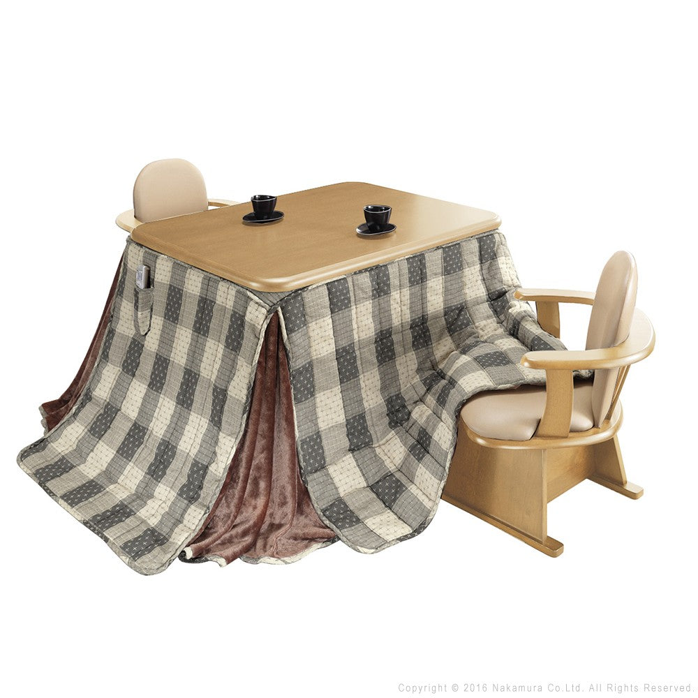 パワフルヒーター 高さ調節機能付き ダイニングこたつ105x80cm 4点セット(こたつ+掛布団+肘付回転椅子2脚) こたつ 長方形 ダイニングテーブル