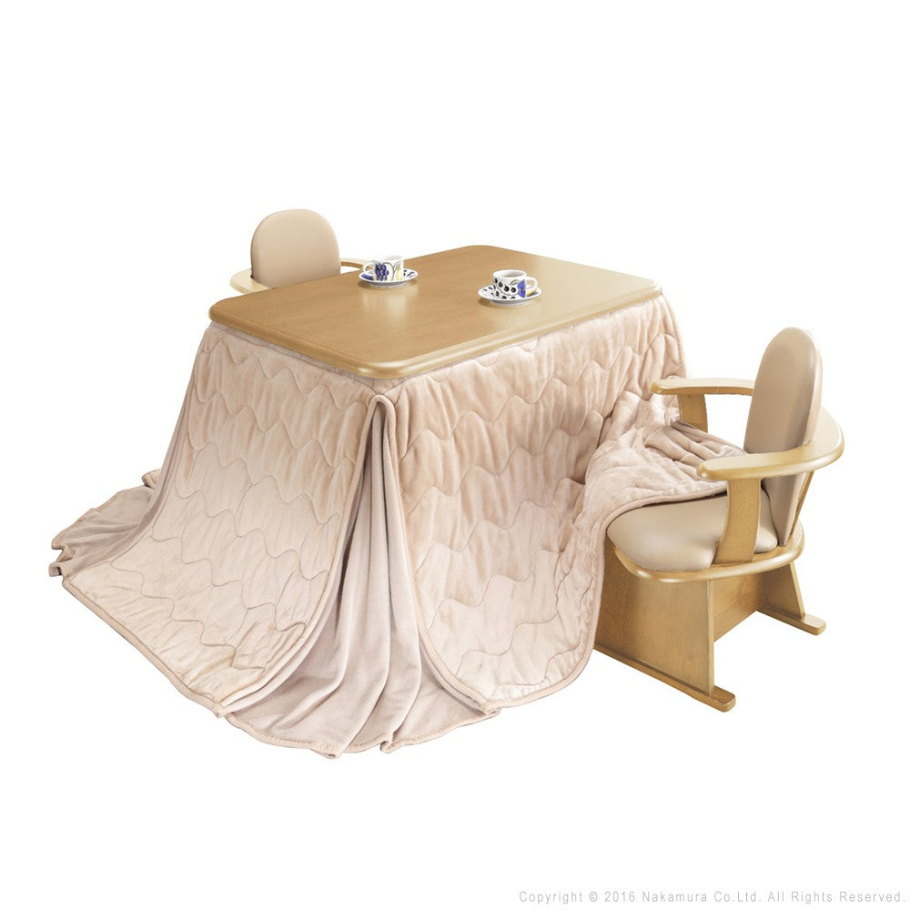 パワフルヒーター 高さ調節機能付き ダイニングこたつ105x80cm 4点セット(こたつ+掛布団+肘付回転椅子2脚) こたつ 長方形 ダイニングテーブル