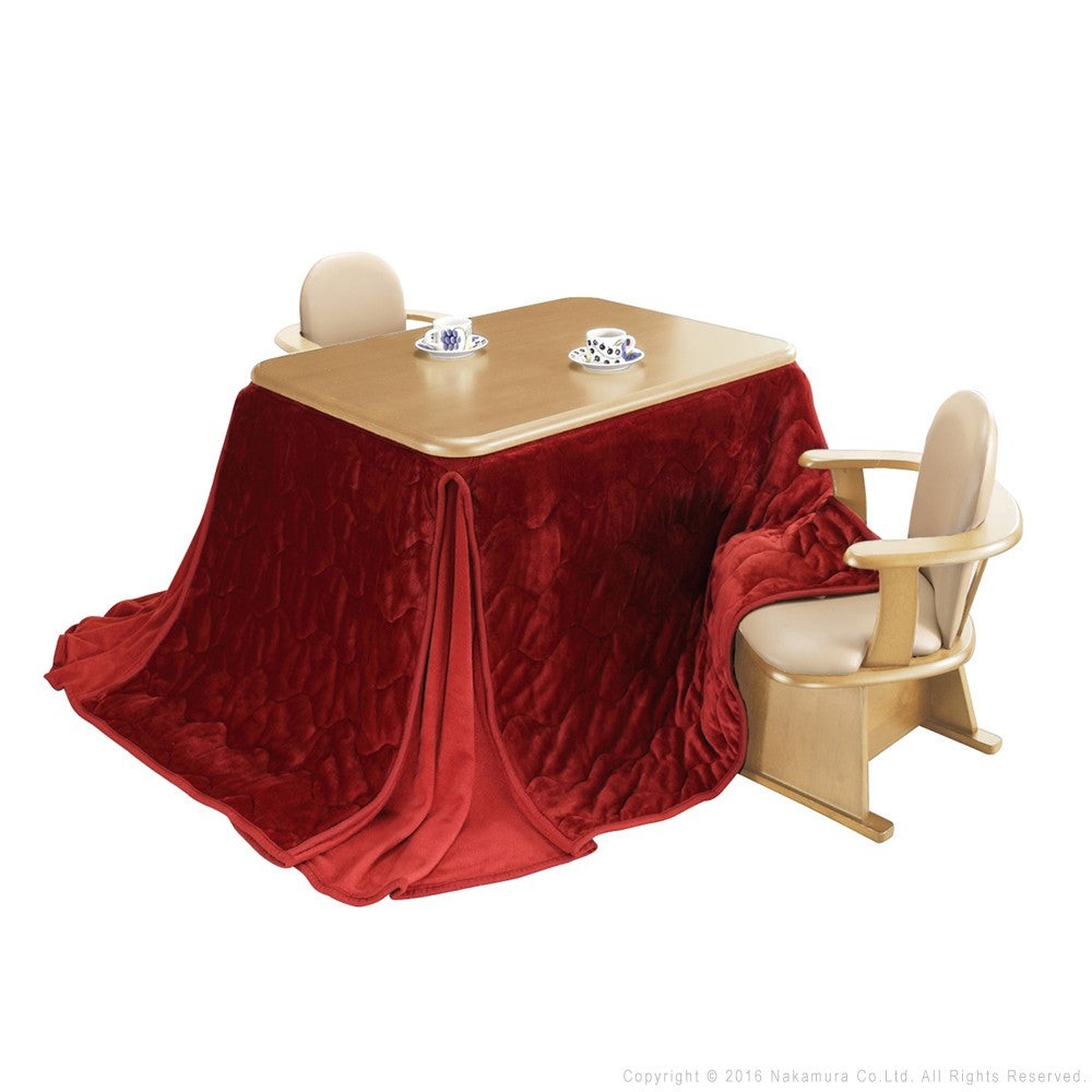 パワフルヒーター 高さ調節機能付き ダイニングこたつ105x80cm 4点セット(こたつ+掛布団+肘付回転椅子2脚) こたつ 長方形 ダイニングテーブル