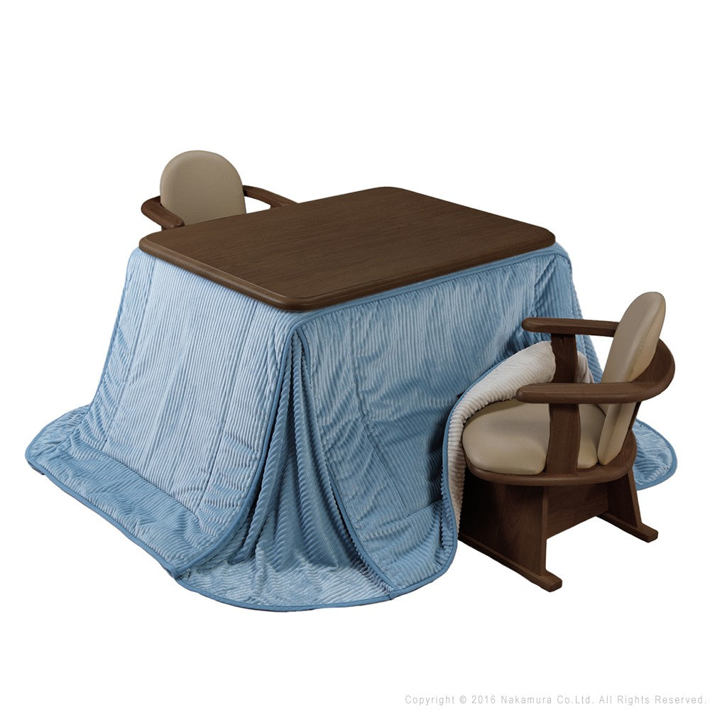 パワフルヒーター 高さ調節機能付き ダイニングこたつ105x80cm 4点セット(こたつ+掛布団+肘付回転椅子2脚) こたつ 長方形 ダイニングテーブル