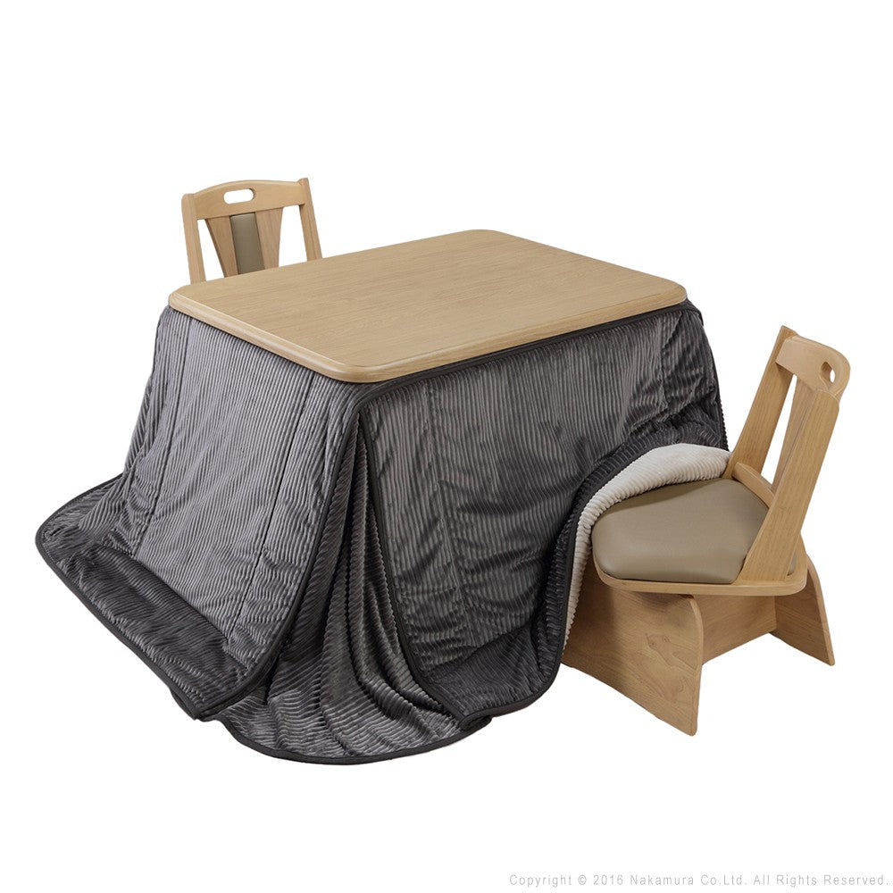 パワフルヒーター 高さ調節機能付き ダイニングこたつ105x80cm 4点セット(こたつ+省スペース布団+回転椅子2脚) 長方形 ダイニングテーブル