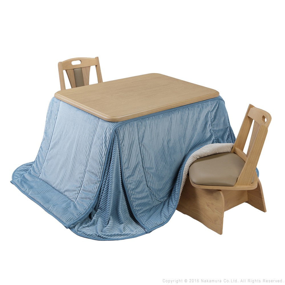 パワフルヒーター 高さ調節機能付き ダイニングこたつ105x80cm 4点セット(こたつ+省スペース布団+回転椅子2脚) 長方形 ダイニングテーブル