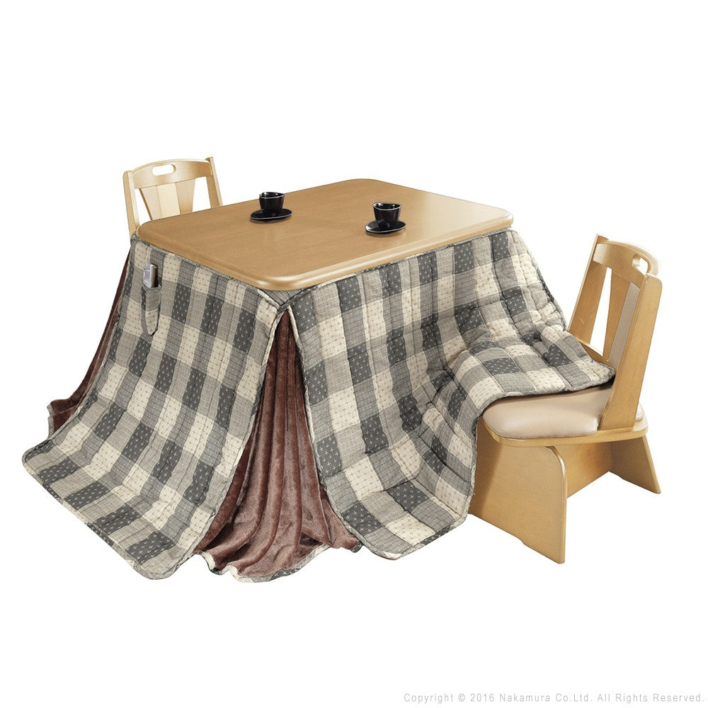 パワフルヒーター 高さ調節機能付き ダイニングこたつ105x80cm 4点セット(こたつ+省スペース布団+回転椅子2脚) 長方形 ダイニングテーブル