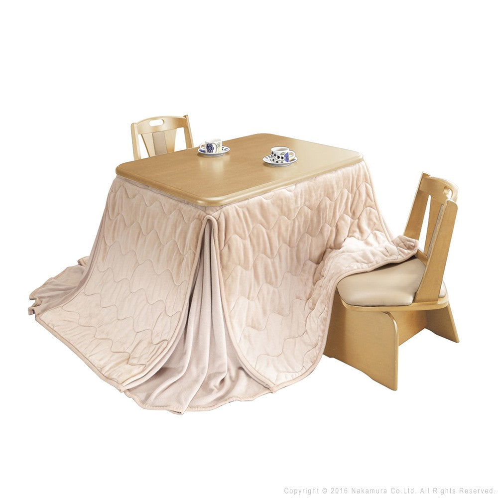 パワフルヒーター 高さ調節機能付き ダイニングこたつ105x80cm 4点セット(こたつ+省スペース布団+回転椅子2脚) 長方形 ダイニングテーブル