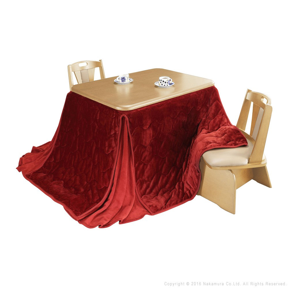 パワフルヒーター 高さ調節機能付き ダイニングこたつ105x80cm 4点セット(こたつ+省スペース布団+回転椅子2脚) 長方形 ダイニングテーブル