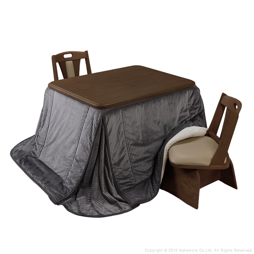 パワフルヒーター 高さ調節機能付き ダイニングこたつ105x80cm 4点セット(こたつ+省スペース布団+回転椅子2脚) 長方形 ダイニングテーブル