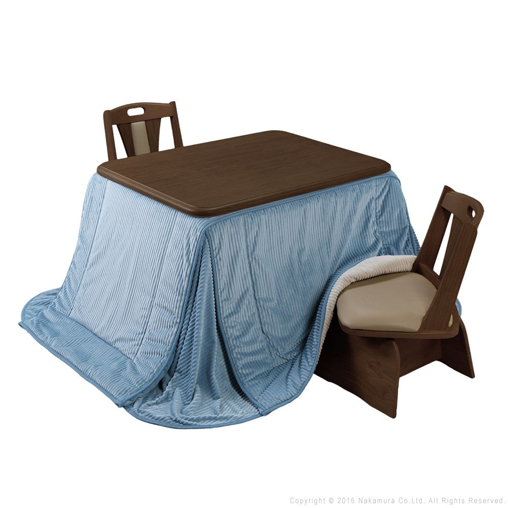 パワフルヒーター 高さ調節機能付き ダイニングこたつ105x80cm 4点セット(こたつ+省スペース布団+回転椅子2脚) 長方形 ダイニングテーブル