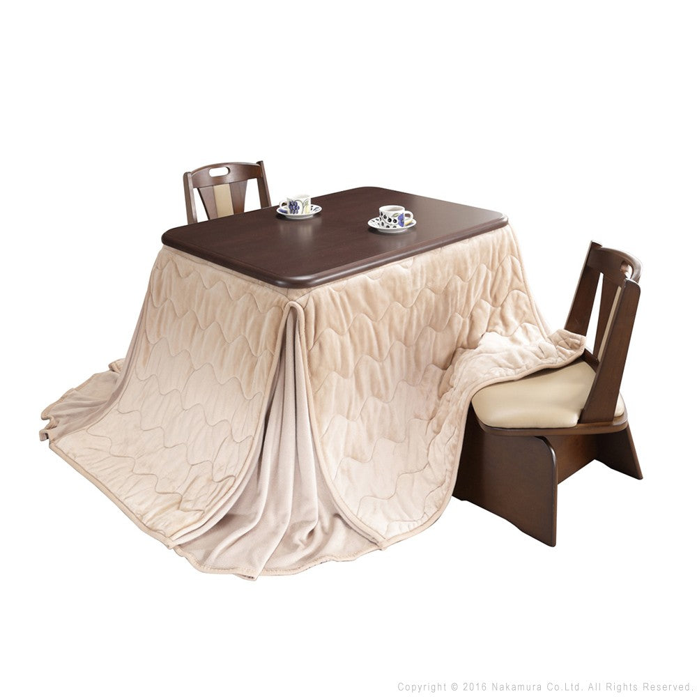 パワフルヒーター 高さ調節機能付き ダイニングこたつ105x80cm 4点セット(こたつ+省スペース布団+回転椅子2脚) 長方形 ダイニングテーブル