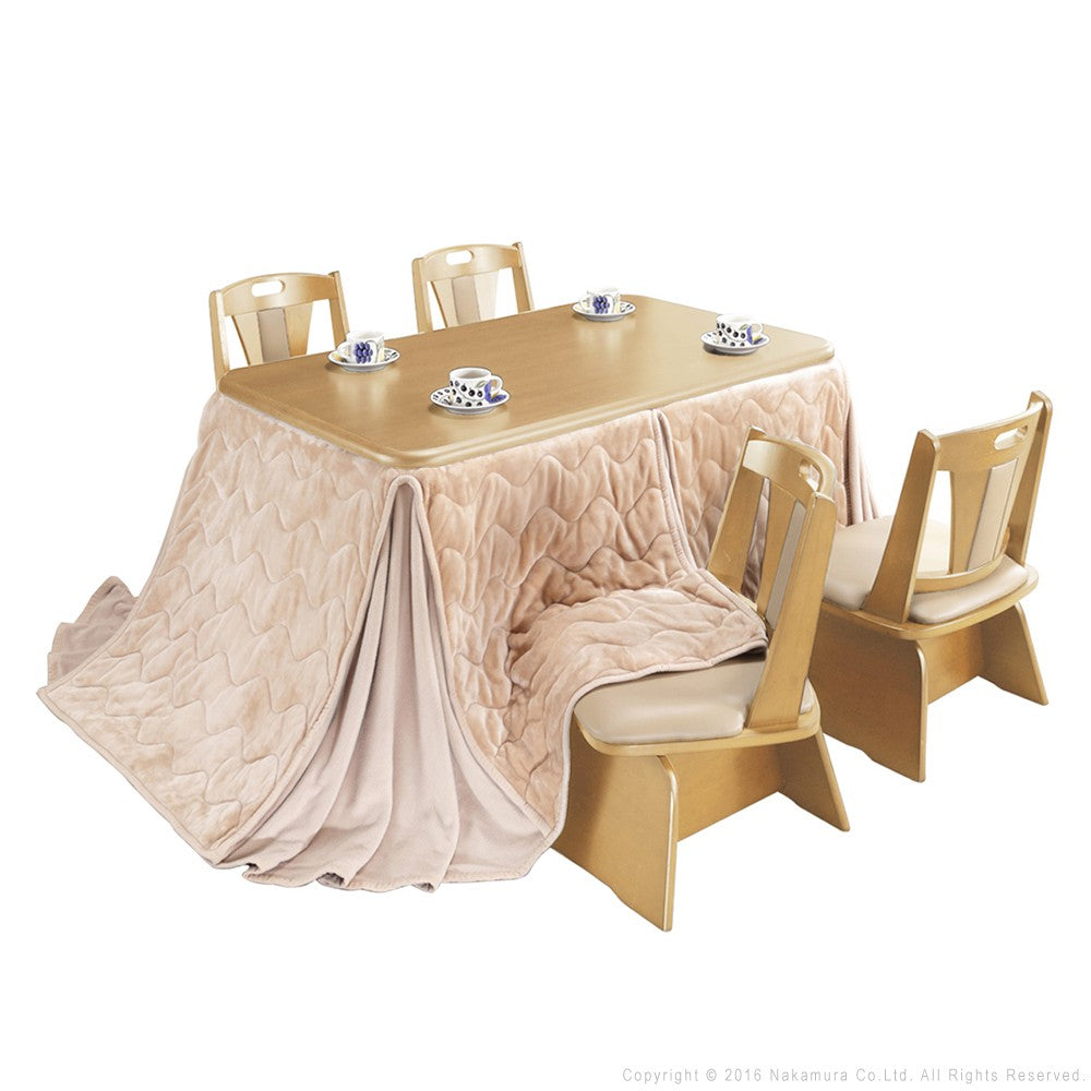 パワフルヒーター 高さ調節機能付き ダイニングこたつ135x80cm 6点セット(こたつ+掛布団+回転椅子4脚) こたつ 長方形 ダイニングテーブル