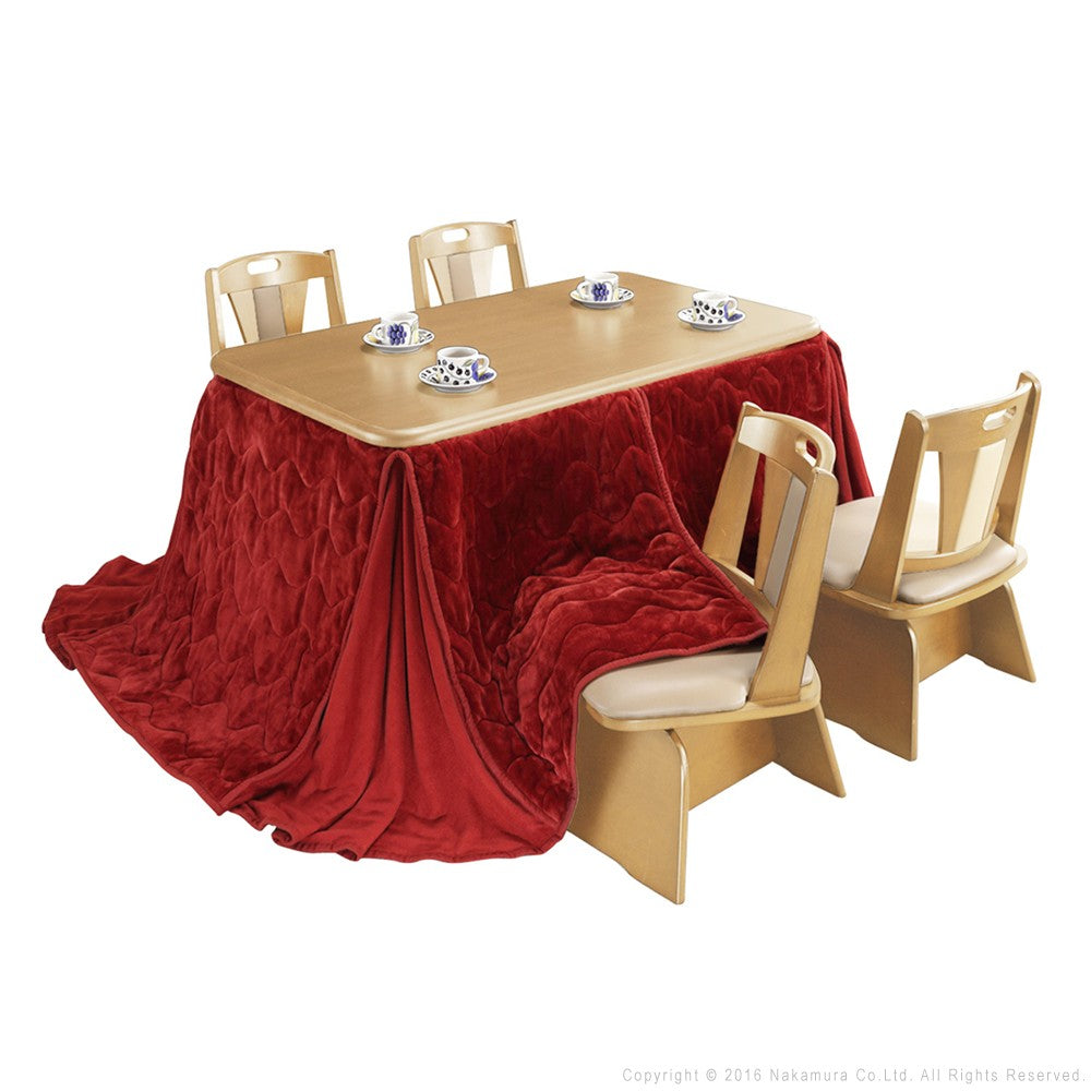 パワフルヒーター 高さ調節機能付き ダイニングこたつ135x80cm 6点セット(こたつ+掛布団+回転椅子4脚) こたつ 長方形 ダイニングテーブル